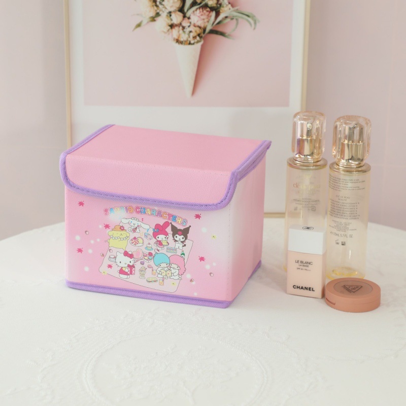Cutie de depozitare cosmetică de birou din piele, pliabilă, cu capac rabatabil, rezistentă la apă și praf
