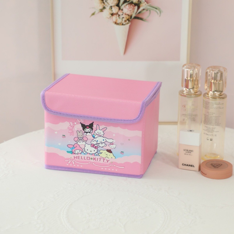 Cutie de depozitare cosmetică de birou din piele, pliabilă, cu capac rabatabil, rezistentă la apă și praf