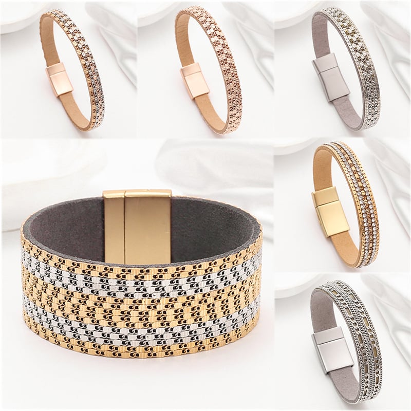 Brățară metalică pentru femei, în două nuanțe, lanț cu închidere magnetică – design modern