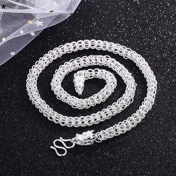 Ogrlica s motivom zmaja od S999 srebra, s premazom srebra, unisex, bambus lanac