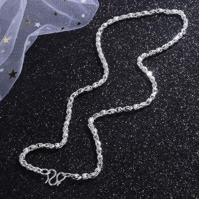 Ogrlica s motivom zmaja od S999 srebra, s premazom srebra, unisex, bambus lanac