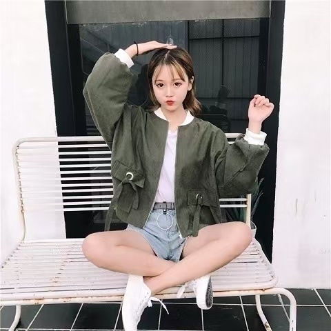 Ženska jakna Harajuku s rukavima u obliku šišmiša, opuštena silueta, korejski BF stil, kratka, za proljeće i jesen