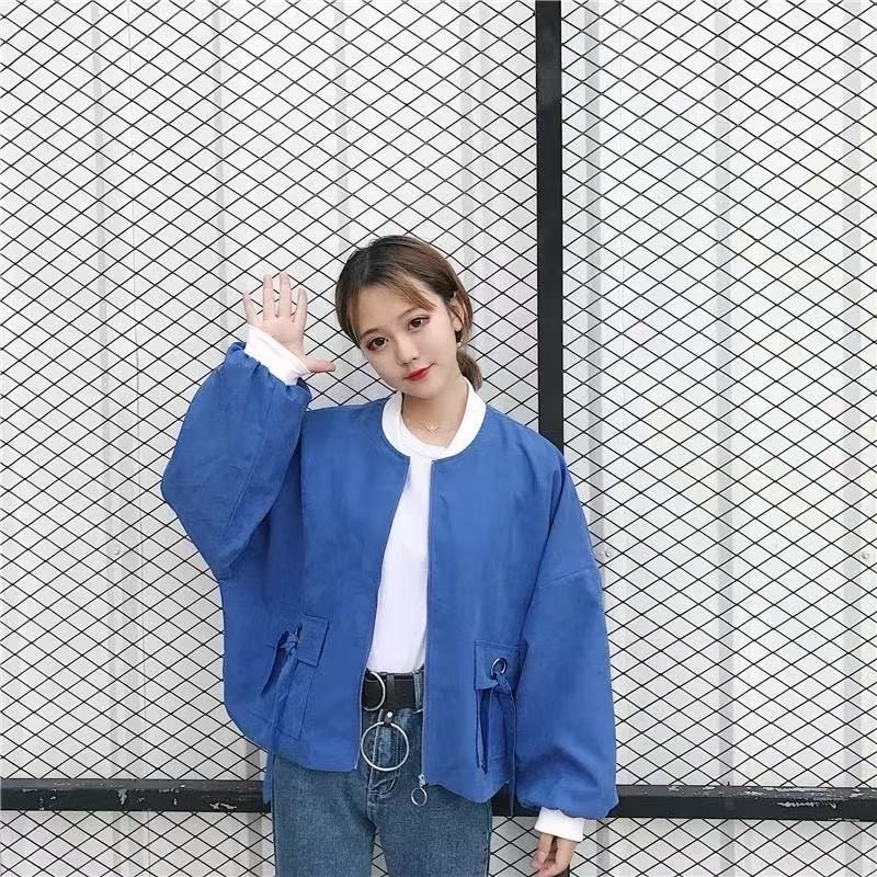 Ženska jakna Harajuku s rukavima u obliku šišmiša, opuštena silueta, korejski BF stil, kratka, za proljeće i jesen