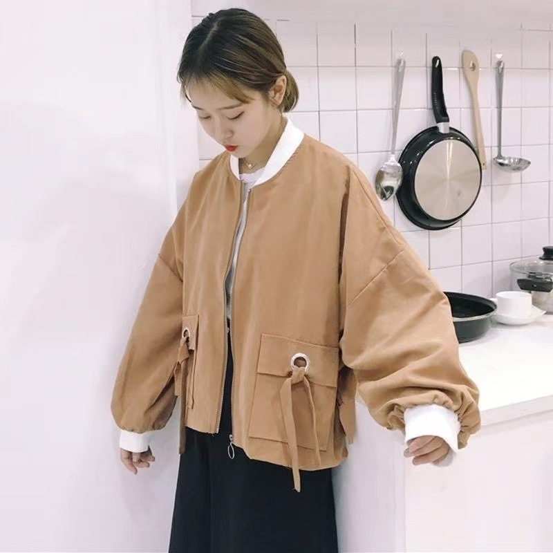 Ženska jakna Harajuku s rukavima u obliku šišmiša, opuštena silueta, korejski BF stil, kratka, za proljeće i jesen