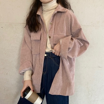 Ženska corduroy jakna, retro proljeće-jesenski stil, korejski stil, ležerni kroj, dugi rukavi