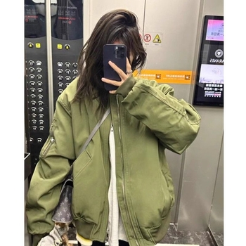 Ženska casual baseball jakna za proljeće i jesen, s stojećim ovratnikom, jednobojna, udobna silueta, s debljom izolacijom za zimu