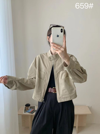 Ženska cropped bomber jakna, otporna na vjetar, retro pilotska jakna, korejski stil, visoka kvaliteta