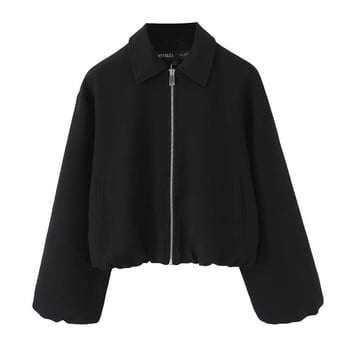 Ženska kratka bomber jakna s dugim rukavima, gradski stil, zapadni stil, jesenska kolekcija, udobno i ležerno