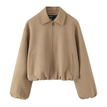 Ženska kratka bomber jakna s dugim rukavima, gradski stil, zapadni stil, jesenska kolekcija, udobno i ležerno