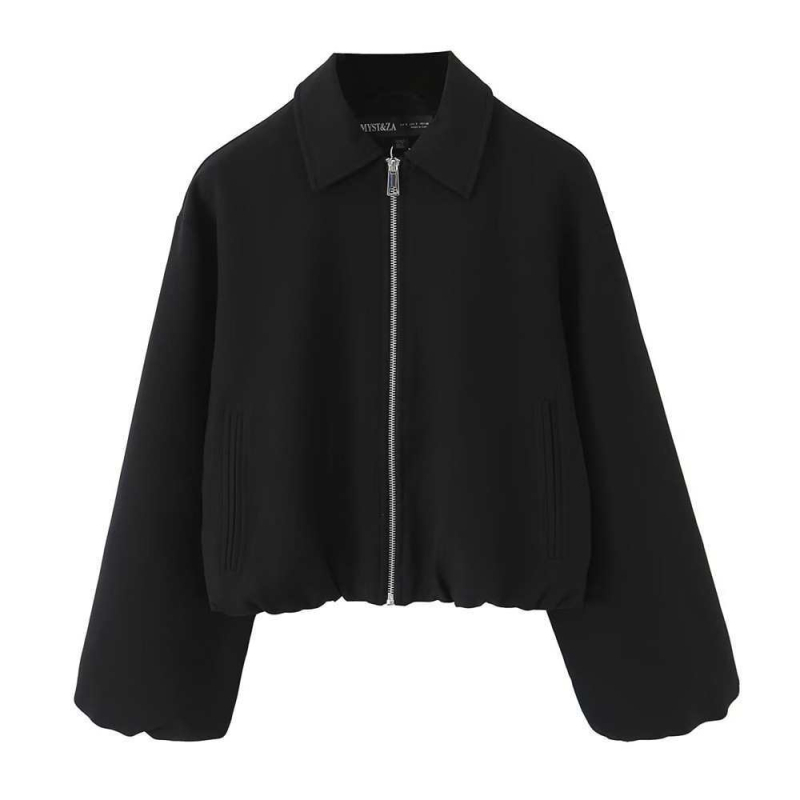 Ženska kratka bomber jakna s dugim rukavima, gradski stil, zapadni stil, jesenska kolekcija, udobno i ležerno