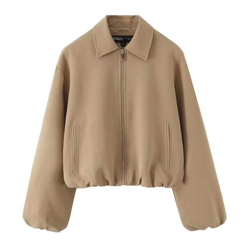 Ženska kratka bomber jakna s dugim rukavima, gradski stil, zapadni stil, jesenska kolekcija, udobno i ležerno