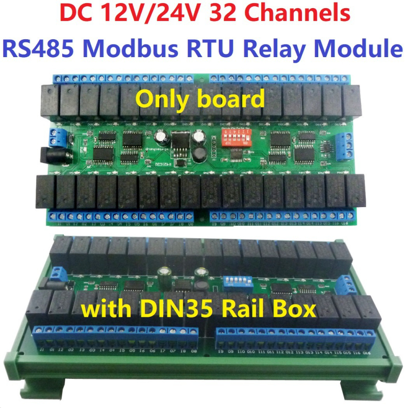 12V 32-kanalni RS485 relej, Modbus RTU protokol, serijski port za daljinsko upravljanje, PLC upravljačka ploča