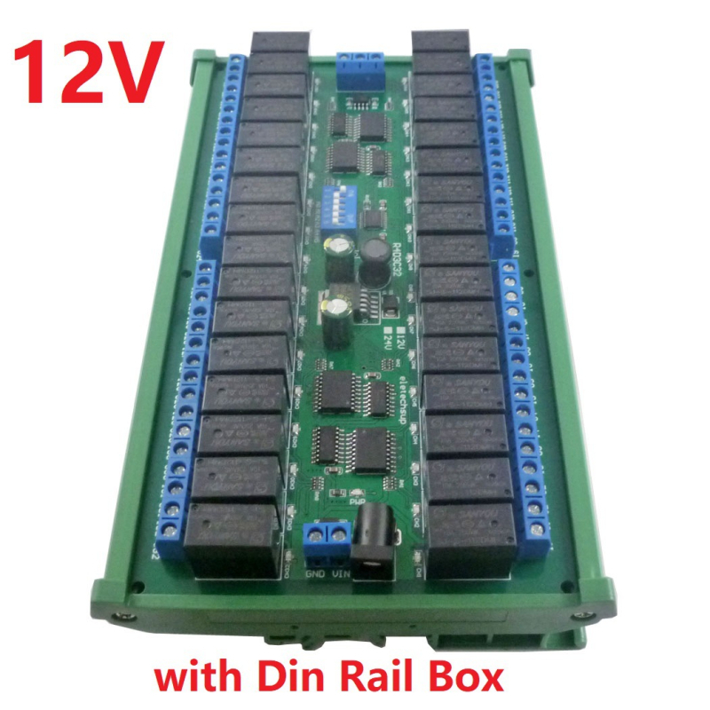 12V 32-kanalni RS485 relej, Modbus RTU protokol, serijski port za daljinsko upravljanje, PLC upravljačka ploča
