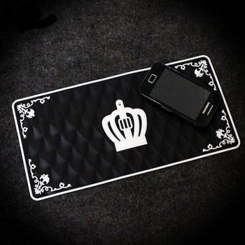 Covoraș anti-alunecare mare pentru mașină, cu design de coroană, pentru telefon și parfum, 30x15 cm