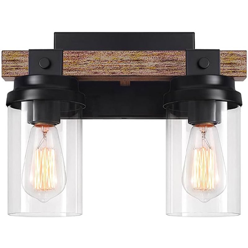 Retro američkog country stila zidna lampa s staklenim sjenilom i željeznim tijelom, 110V – pogodna za hodnik, radnu sobu i spavaću sobu.