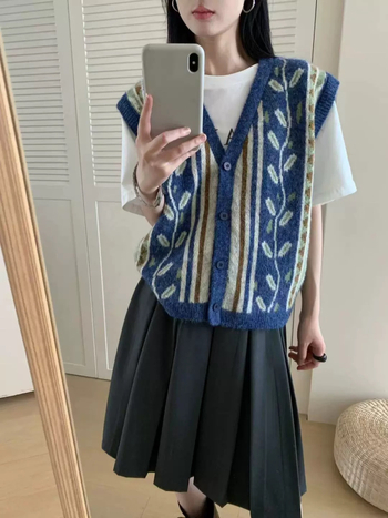 Ženski pleteni vest-kardigan bez rukava, jesen 2025, vintage, svestran top