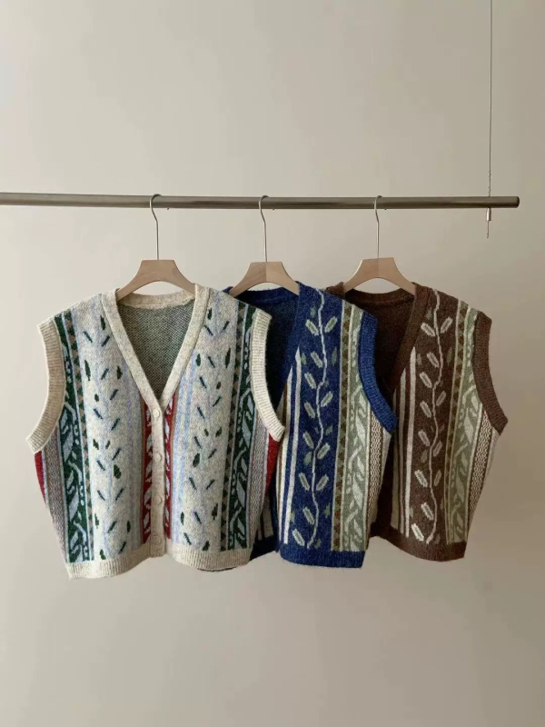 Ženski pleteni vest-kardigan bez rukava, jesen 2025, vintage, svestran top