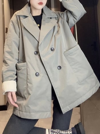 Palto trench în stil european, lungime medie, pentru femei, primăvară-toamnă 2026, mărime plus, stil coreean, croială lejeră, rever elegant