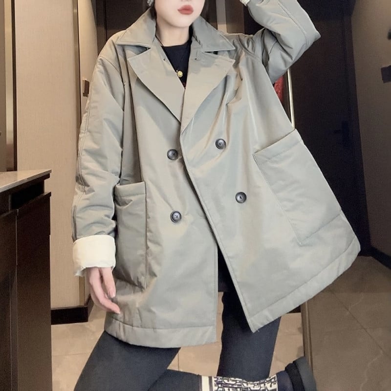 Palto trench în stil european, lungime medie, pentru femei, primăvară-toamnă 2026, mărime plus, stil coreean, croială lejeră, rever elegant