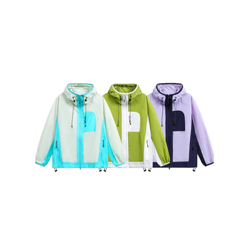 Jachetă outdoor cu glugă, blocuri de culoare, buzunare multiple, protecție solară ușoară, stil lejer de vară