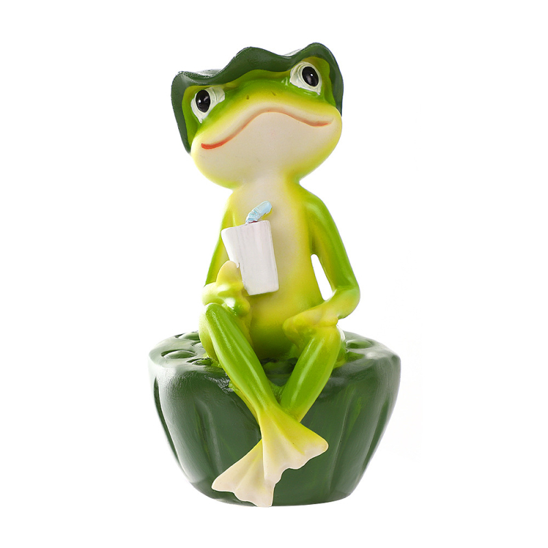 Žabja figura s čajem, mini krajolik za akvarij, dekor od smole za vanjski dvorišni prostor