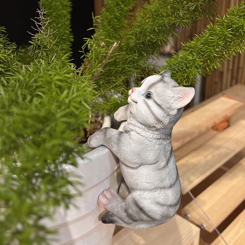 Smolnati bonsai ukrasi za vrt i akvarij, dekorativne figure mačke i psa, viseći lonac za akvarij