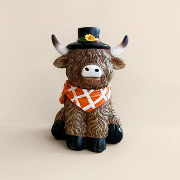 Άγαλμα Highland Cow – διακοσμητικό από ρητίνη για οικία και κήπο