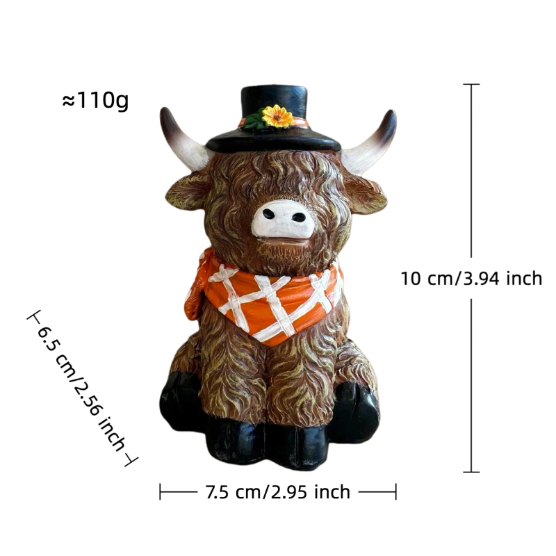 Άγαλμα Highland Cow – διακοσμητικό από ρητίνη για οικία και κήπο