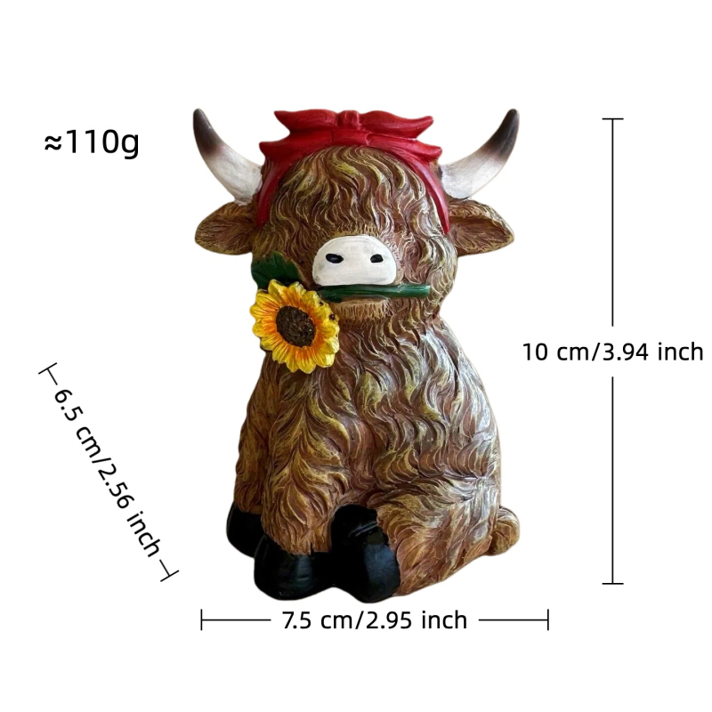 Άγαλμα Highland Cow – διακοσμητικό από ρητίνη για οικία και κήπο