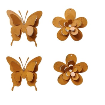 Sculptură metalică cu păsări și flori, siluetă de grădină, decor suspendat pentru interior și exterior