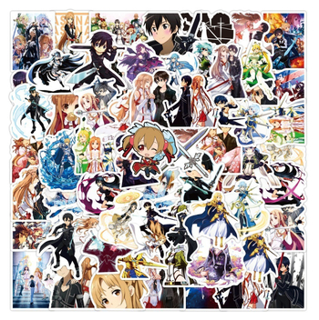 50 komada grafičkih naljepnica Sword Art Online za termos, auto, prtljagu, bilježnicu i skuter