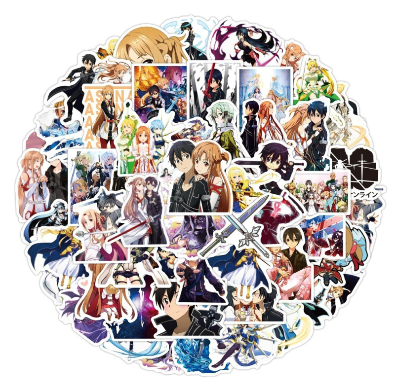 50 komada grafičkih naljepnica Sword Art Online za termos, auto, prtljagu, bilježnicu i skuter