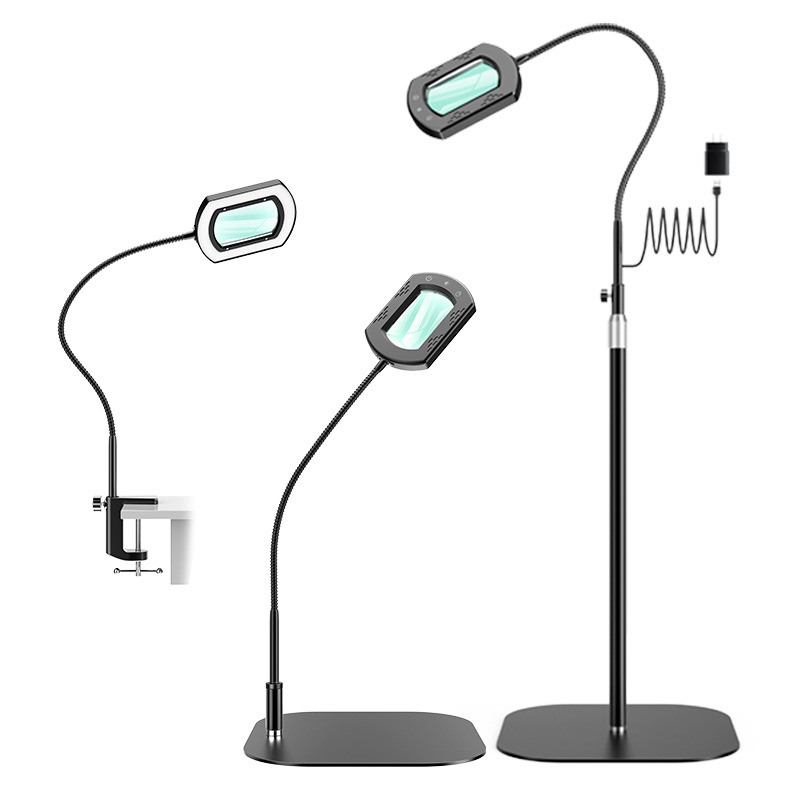 LED podna lampa s povećalom, dodirno upravljanje, 10x povećanje, podesiva visina 40-150 cm, svjetlo za zaštitu očiju za kozmetiku i šivanje