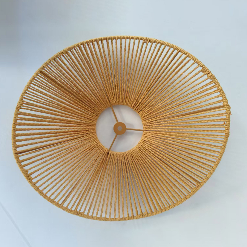 Vintage abažur za lustru u obliku slamene kape – papirnati abažur za unutarnju dekoraciju, stil Wabi-Sabi
