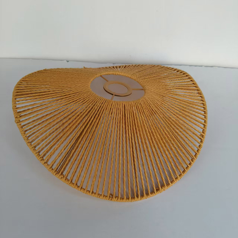 Vintage abažur za lustru u obliku slamene kape – papirnati abažur za unutarnju dekoraciju, stil Wabi-Sabi