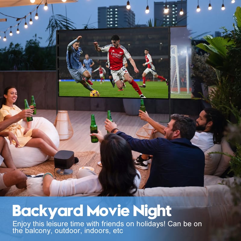 Външен екран за проектор със стойка, 120-инчов преносим екран за прожектиране в закрити и открити пространства