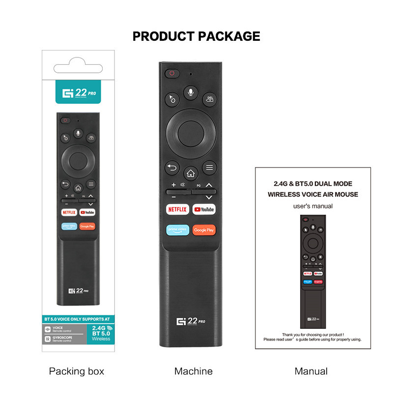 G22 PRO Bluetooth daljinski upravljač s glasovnim upravljanjem za televizor, set-top box i projektor, 2.4G bežični air mouse