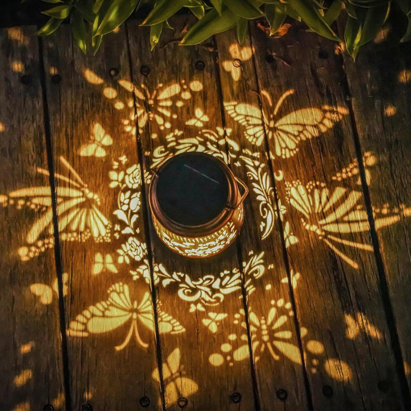 Lampa solară de grădină în formă de fluture, iluminare exterioară impermeabilă, lustru suspendat pentru grădină și living, LED extrem de luminos