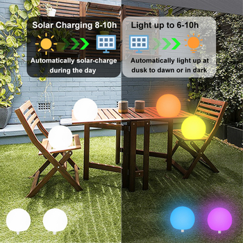 Lampă sferică LED solară pentru gazon, decor exterior impermeabil, colorat, cu telecomandă