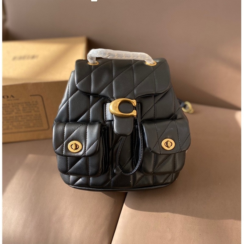 Tabby ruksak od denima plave boje s dijamantnim šavom i lančanim remenom, retro stil bucket torba za žene