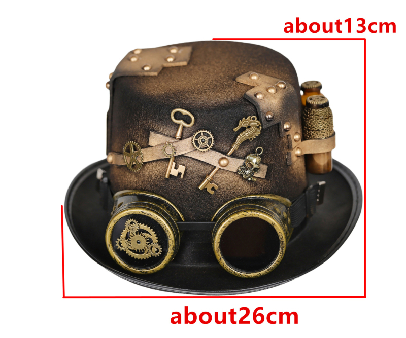Steampunk cilindrična kapa za cosplay s viktorijanskim dizajnom i naočalama s motivom bočice lijekova