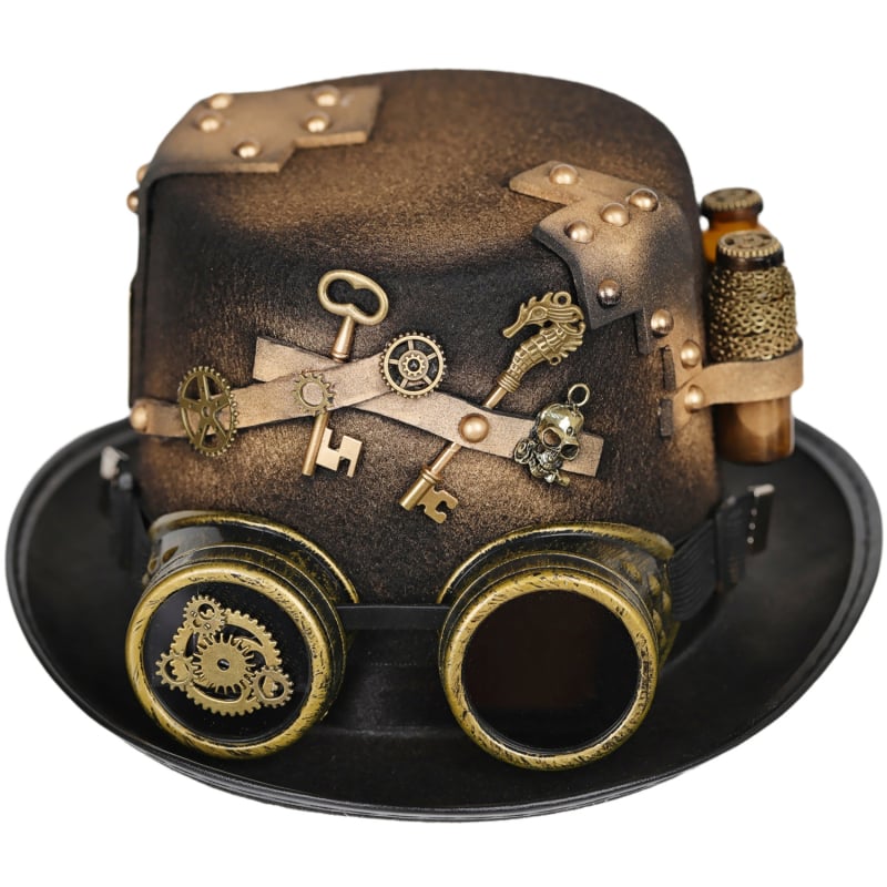 Steampunk cilindrična kapa za cosplay s viktorijanskim dizajnom i naočalama s motivom bočice lijekova