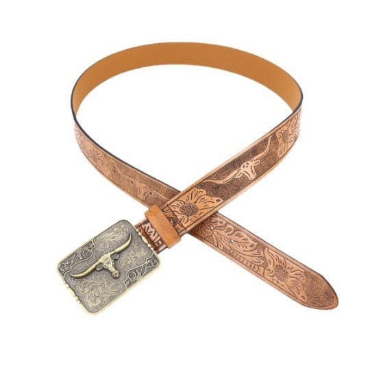 Muški zapadnjački kaiš s velikom kopčom i slikom bika, casual reljefni retro stil, korejski stil