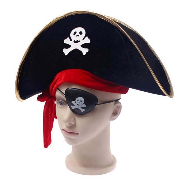 Piratska kapa s crvenom vrpcom za Halloween, rekviziti za scenske nastupe i kostime