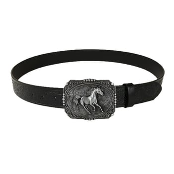 Vintage western pojas s velikom pločastom kopčom, ugraviranim punk motivom, PU koža, unisex
