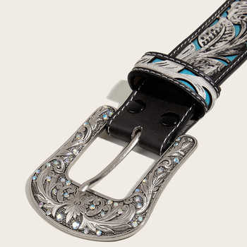 PU pojas s graviranom zapadnjačkom stilom, s antiknom metalnom kopčom, duljina 150 cm, širina 2-4 cm, pogodan za traperice s retro kopčom