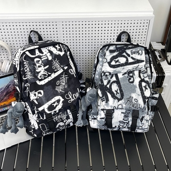 Novi graffiti ruksak velike kapacitete, unisex, gradski stil, za učenike srednje škole i fakultete, putni ruksak, materijal Oxford, 16-inčni prijenosnik stane