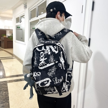 Novi graffiti ruksak velike kapacitete, unisex, gradski stil, za učenike srednje škole i fakultete, putni ruksak, materijal Oxford, 16-inčni prijenosnik stane