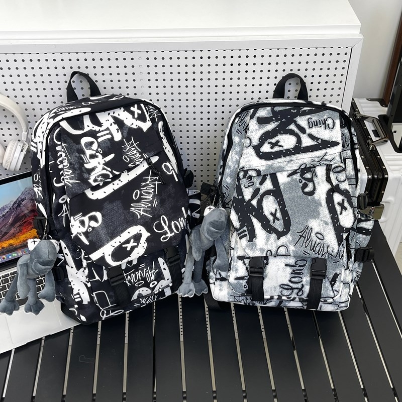 Novi graffiti ruksak velike kapacitete, unisex, gradski stil, za učenike srednje škole i fakultete, putni ruksak, materijal Oxford, 16-inčni prijenosnik stane