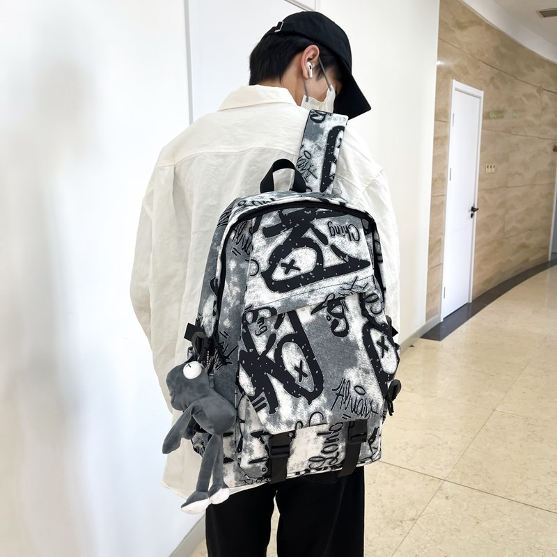 Novi graffiti ruksak velike kapacitete, unisex, gradski stil, za učenike srednje škole i fakultete, putni ruksak, materijal Oxford, 16-inčni prijenosnik stane
